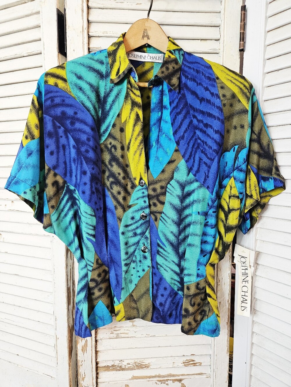 NWT Vintage 80s Deadstock Josephine Chaus Tailored Waist Blouse Size 4/Small